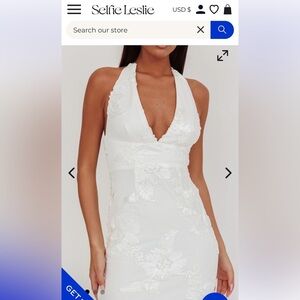 Elegant White Lace Backless Dress